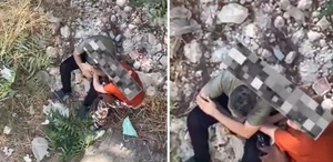 Koskoca adam ile kadının yaptıkları mide bulandırdı