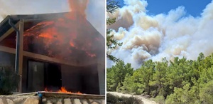 Muğla’da başlayan orman yangını Antalya’ya sıçradı Bazı evler alevlere teslim