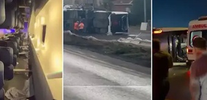 Servis otobüsü devrildi: Çok sayıda yaralı var