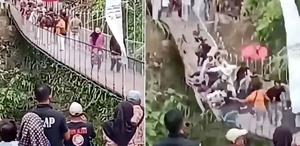 Yapımı yeni tamamlanan köprü çöktü Onlarca kişi metrelerce yükseklikten düştü