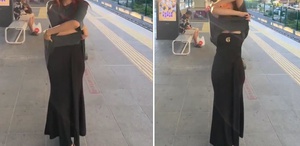 Marmaray çıkışında üstünü değiştirdi: Keşke ülkemizde durumlar böyle olmasa