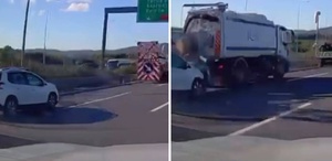 Çekmeköy’de otomobilin yol işaretleme aracına çarptığı kaza kamerada