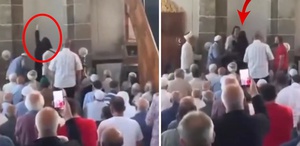 Camiye giren kadın cuma namazını karıştırdı
