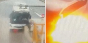 Kuzey Marmara Otoyolu’nda bariyerlere çarpan yolcu otobüsünün yanma anı kamerada