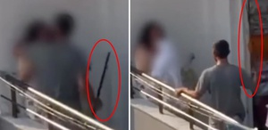 Balkonda kadına sopalı dehşet kamerada Çığlıkları böyle yankılandı