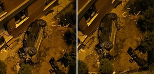 Eyüpsultan’da alkollü olduğu iddia edilen sürücü binanın 3. katına çarptı, 2 kişi yaralandı