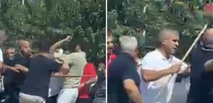Sokak bir anda karıştı: Ellerine ne geçerse saldırdılar