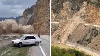 Gümüşhane de heyelan meydana geldi, yol ulaşıma kapandı