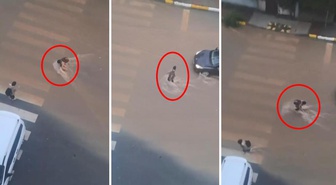 Dereye dönen caddede ilerleyemedi, yardım eli böyle uzandı