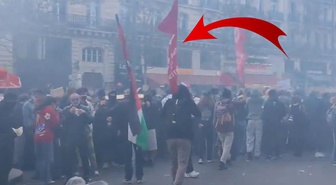 Fransa'daki protestolarda TİP bayrağı sürprizi