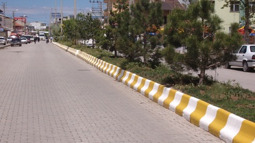 Erciş'te Bakım ve Onarımı Yapılan Orta Refüjler Boyandı
