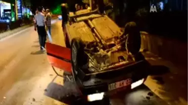 Edirne'de Refüje Çarpan Araç Takla Attı