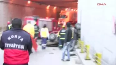 Konya Otomobil 5 Metre Yükseklikten Alt Geçite Uçtu: 2 Yaralı