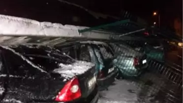 İstinat Duvarı Çöktü: 8 Araç Altında Kaldı