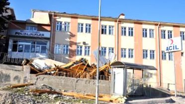 Besni'de Şiddetli Rüzgar Hastanenin Çatısını Uçurdu