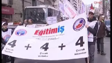 Atatürk Anıtı Çevresinde Zincir Eylemi / 4+4+4'ü Protesto İçin Greve Çıktılar