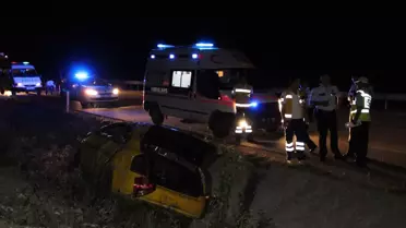 Kontrolden Çıkan Otomobil Takla Attı