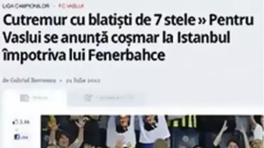 Romen Gazeteden Fener'e 'Şikeci' Manşeti