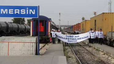 Demiryollarının Özelleştirilmesine Yürüyüşlü Protesto
