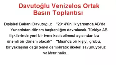 Davutoğlu Venizelos Ortak Basın Toplantısı