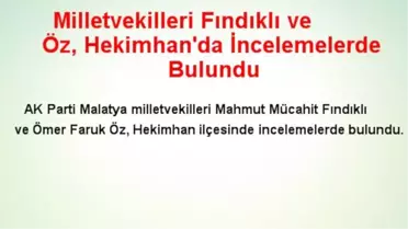 Milletvekilleri Fındıklı ve Öz, Hekimhan'da İncelemelerde Bulundu