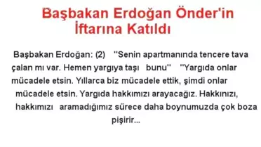 Başbakan Erdoğan Önder'in İftarına Katıldı