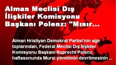 Alman Meclisi Dış İlişkiler Komisyonu Başkanı Polenz: 'Mısır İçin En İyimser Senaryo Türkiye'