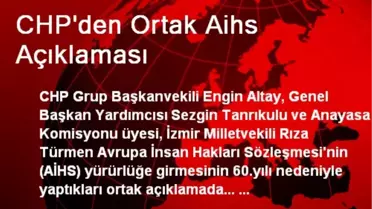 CHP'den Ortak Aihs Açıklaması