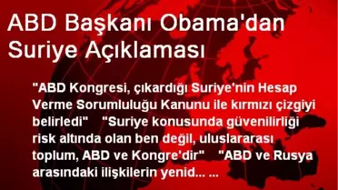 ABD Başkanı Obama'dan Suriye Açıklaması