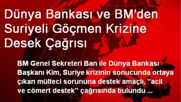 Dünya Bankası ve BM'den Suriyeli Göçmen Krizine Desek Çağrısı