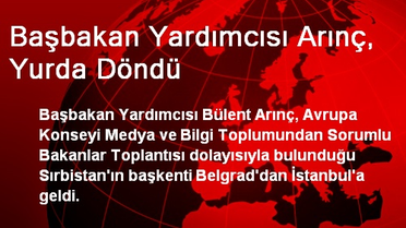 Başbakan Yardımcısı Arınç, Yurda Döndü