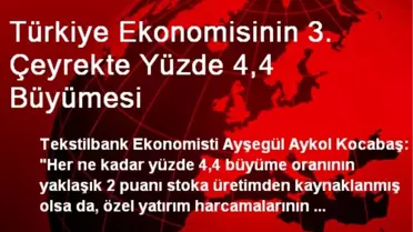 Türkiye Ekonomisinin 3. Çeyrekte Yüzde 4,4 Büyümesi