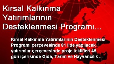 Kırsal Kalkınma Yatırımlarının Desteklenmesi Programı Kapsamındaki Proje Teklifleri 45 Gün İçinde...
