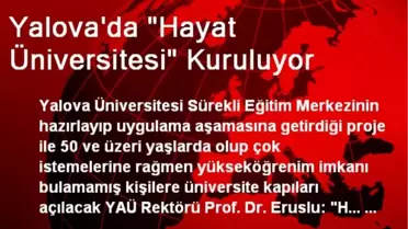 Yalova'da 'Hayat Üniversitesi' Kuruluyor