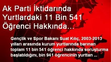 Ak Parti İktidarında Yurtlardaki 11 Bin 541 Öğrenci Hakkında Soruşturma Başlatıldı