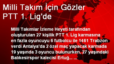 Milli Takım İçin Gözler PTT 1. Lig'de