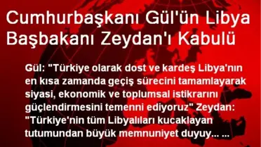 Cumhurbaşkanı Gül'ün Libya Başbakanı Zeydan'ı Kabulü