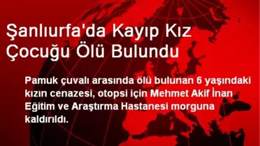 Şanlıurfa'da Kayıp Kız Çocuğu Ölü Bulundu