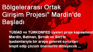 Bölgelerarası Ortak Girişim Projesi' Mardin'de Başladı