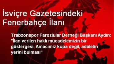 İsviçre Gazetesindeki Fenerbahçe İlanı