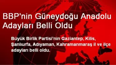BBP'nin Güneydoğu Anadolu Adayları Belli Oldu