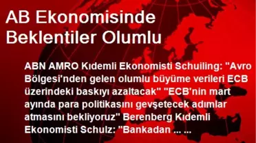 AB Ekonomisinde Beklentiler Olumlu