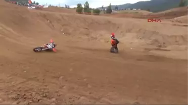 Fethiye'deki Motokros Yarışlarında Kaza