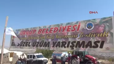 Ürgüp'de Üzüm Yemek İçin Yarıştılar Gözleri Kapalı Üzüm Yarışında Altını Kaptılar