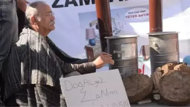 Enerji Bakanlığı Önünde Tezekli Sobalı Zam Protestosu