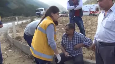 Zonguldak Refüje Çıkan Otomobilin Sürücüsü Yaralandı