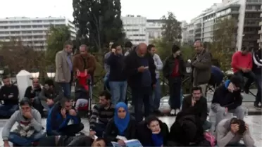 Yunanistan'daki Suriyeli Sığınmacıların Eylemi