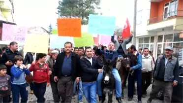 Köylülerden Atlı Eşekli Yol Eylemi