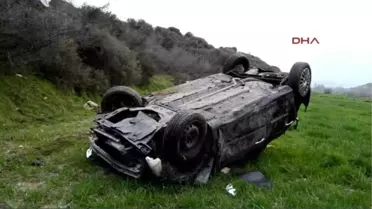 Kula'da Otomobiliyle Uçuruma Yuvarlanan Sürücü Ucuz Kurtuldu