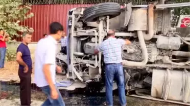 Freni Boşalan Tır Devrildi: 1 Yaralı